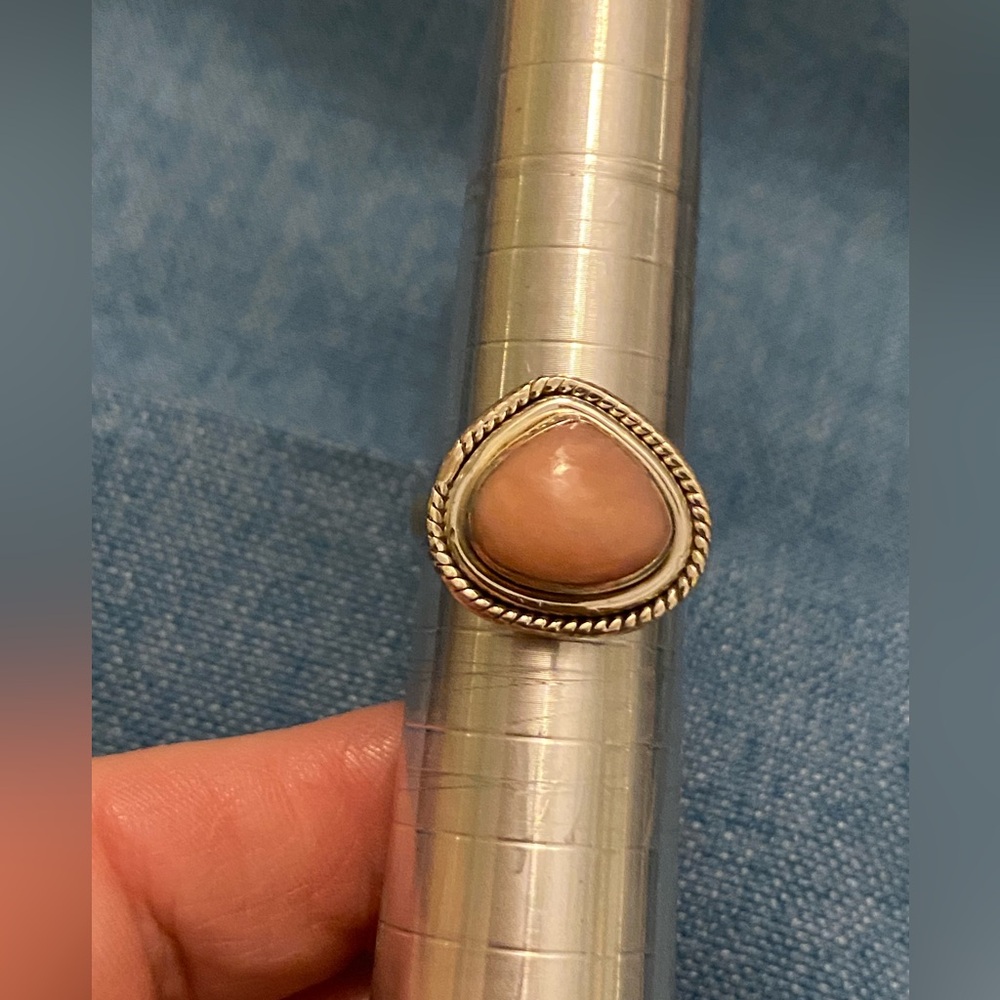 Pink Opal Silver Ring - image 1
